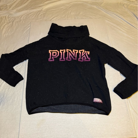 Victoria's Secret Black Hoodie with Pink and Orange Accents - Picture 1 of 4